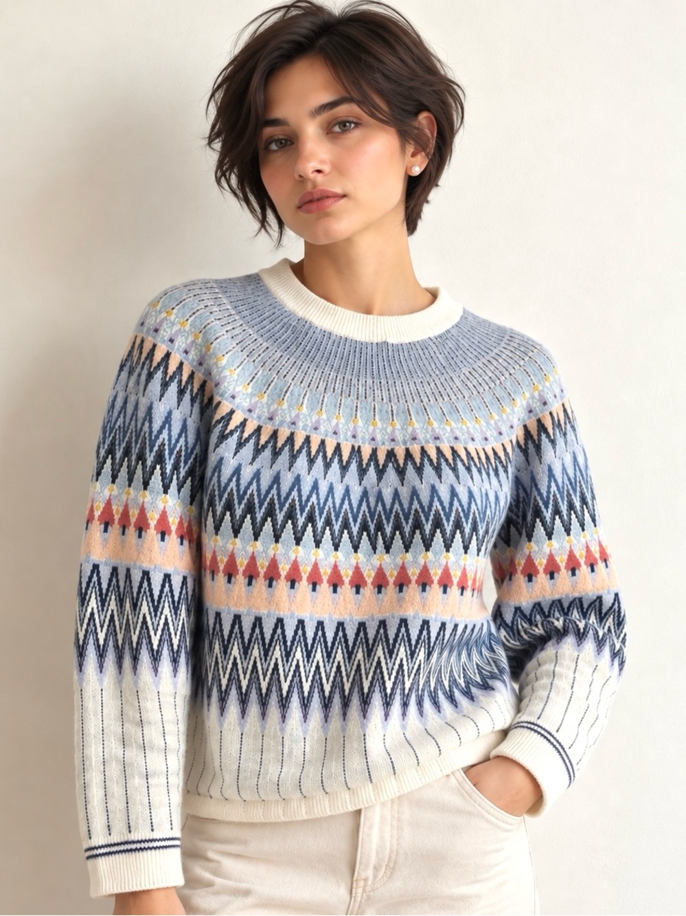 Anthropologie 49% WOOL Fair Isle Nordic Knit Sweater